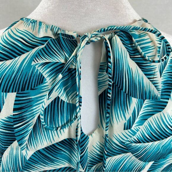 Ann Taylor Leaf Print Silk Sleeveless Top with Tie‎ Back Size 10 - Picture 9 of 12